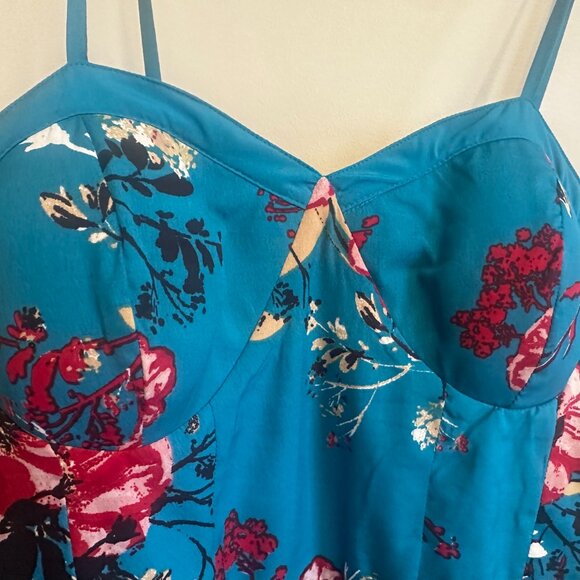 Band of Gypsies Teal Floral Romper Skirt Overlay L Boho Summer Wedding - Picture 12 of 12